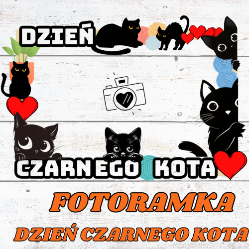 Fotoramka Dzień Czarnego Kota z napisem
Dekoracje czarny kot, włóczka, serduszka
Zestaw do druku na Dzień Czarnego Kota
Ozdoby na Dzień Czarnego Kota – czarne koty i włóczka