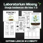 Laboratorium Wiosny – Stacje Badawcze (8 stacji) | Klasy 1–3 | Nauka przez zabawę | PDF